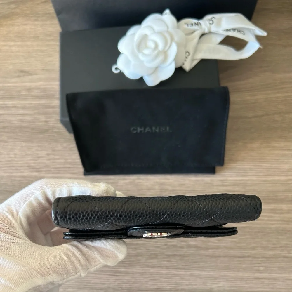 🔥 CHANEL Classic Flap Card Holder Black Caviar Leather Silver Metal‼️SOLD OUT‼️ - Picture 11 of 16
